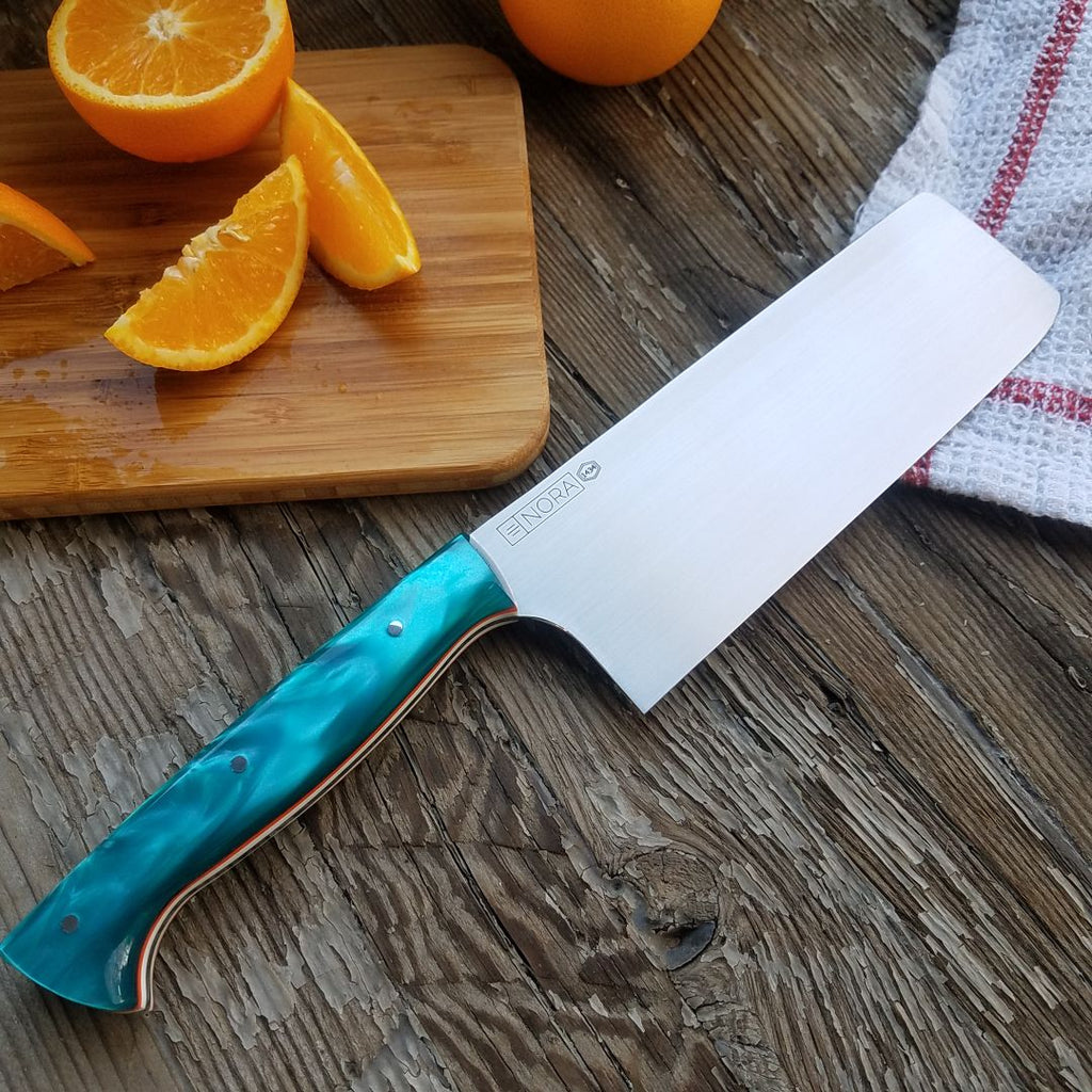 NORA Nakiri #1434 - AEB-L Stainless Steel -  Teal | Orange | White