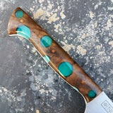 Chef #1101 - 52100 Carbon Steel - Teal Dots