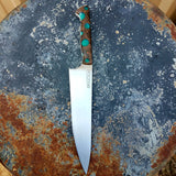 Chef #1101 - 52100 Carbon Steel - Teal Dots