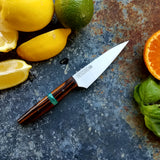 NORA #1258  - 3.5 Inch Paring - Chef of the F*cking Year (Cocobolo & Teal Box Elder)