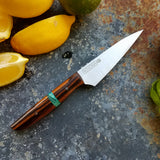 NORA #1258  - 3.5 Inch Paring - Chef of the F*cking Year (Cocobolo & Teal Box Elder)