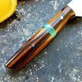 NORA #1258  - 3.5 Inch Paring - Chef of the F*cking Year (Cocobolo & Teal Box Elder)