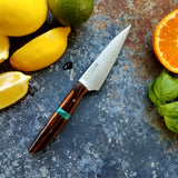 NORA #1258  - 3.5 Inch Paring - Chef of the F*cking Year (Cocobolo & Teal Box Elder)