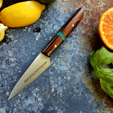 NORA #1258  - 3.5 Inch Paring - Chef of the F*cking Year (Cocobolo & Teal Box Elder)