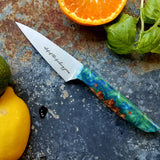 NORA #1264  - 3.5 Inch Paring - Chef of the F*cking Year (Green & Blue Shokwood)