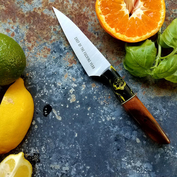 NORA #1259  - 3.5 Inch Paring - Chef of the F*cking Year (Resin & Ironwood)