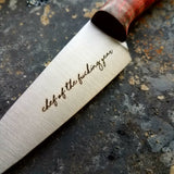 NORA #1263  - 3.5 Inch Paring - Chef of the F*cking Year (Pink Curly maple)