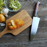 NORA #1513 - 7.5" Chef - 01 Carbon Steel - LASER - Camo Green & Bubinga