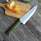NORA #1516 - 7.5" Deba - 01 Carbon Steel -  Redwood Burl (Green)