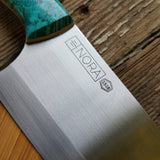 NORA #1518 - 7.5" Deba - 01 Carbon Steel -  Walnut & Teal Blue Box Elder