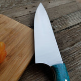 NORA #1518 - 7.5" Deba - 01 Carbon Steel -  Walnut & Teal Blue Box Elder
