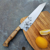 NORA #1643  - O1 Carbon Steel - 10 Inch Kiritsuke - Cherry Blossoms