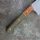 NORA #1644  - 10 Inch Chef - O1 Carbon Steel - OD Green G10 & Burlap Micarta