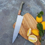 NORA #1644  - 10 Inch Chef - O1 Carbon Steel - OD Green G10 & Burlap Micarta