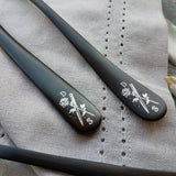Custom Flatware 'Blade & Bloom' Sweetheart Set - Stainless Steel Black PVD Flatware